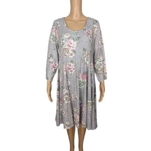 Torrid Gray Floral Mini Hacci Fluted Dress 2